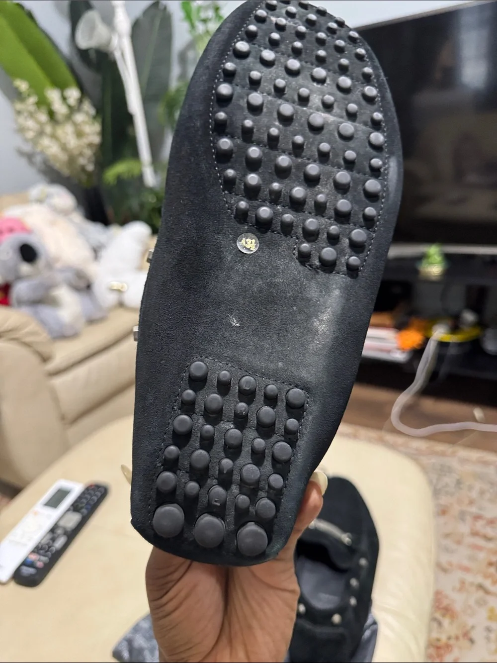 Men's Black Suede Studded Driving Loafers